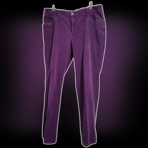 CJ Banks Size 14W Purple Corduroy straight leg jeans pants